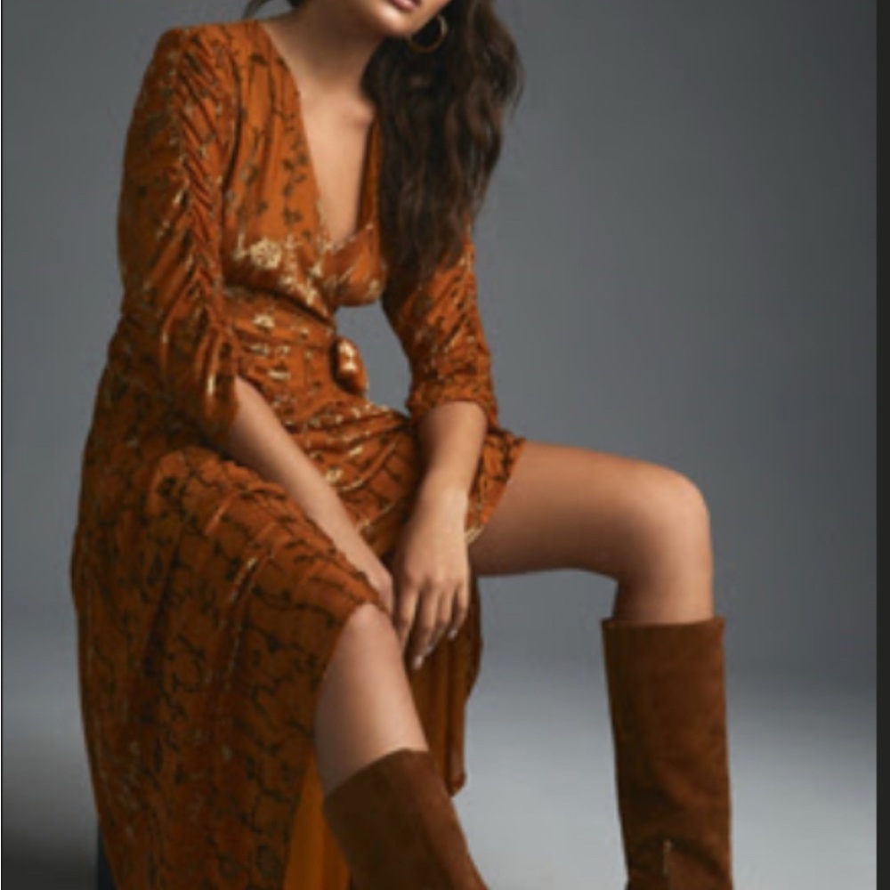 Hutch Maize Velvet Wrap Dress
